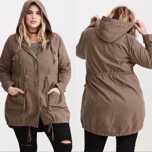 Torrid 3XL Twill Anorak Jacket In Morel